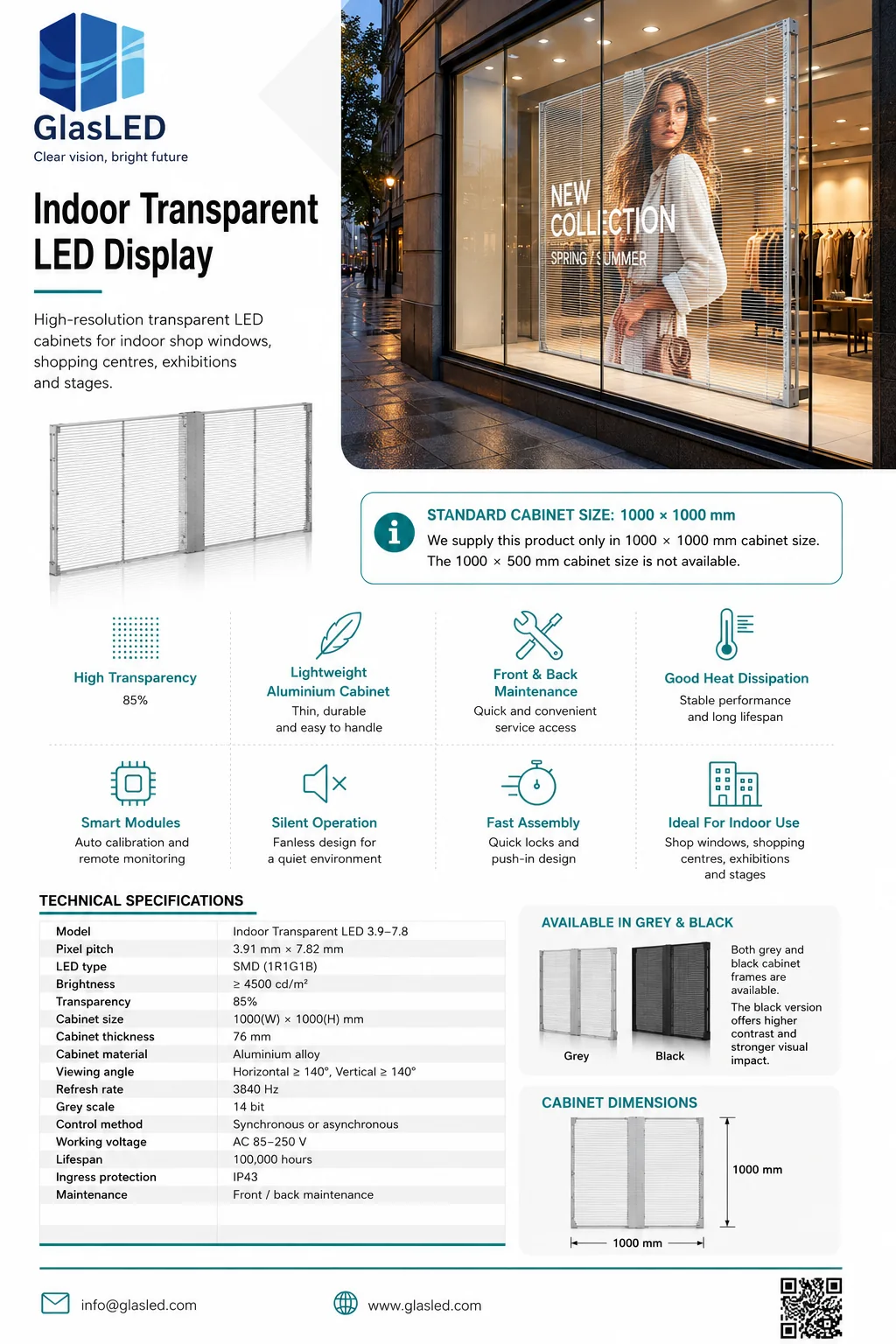 Transparant LED-scherm voor winkelruit