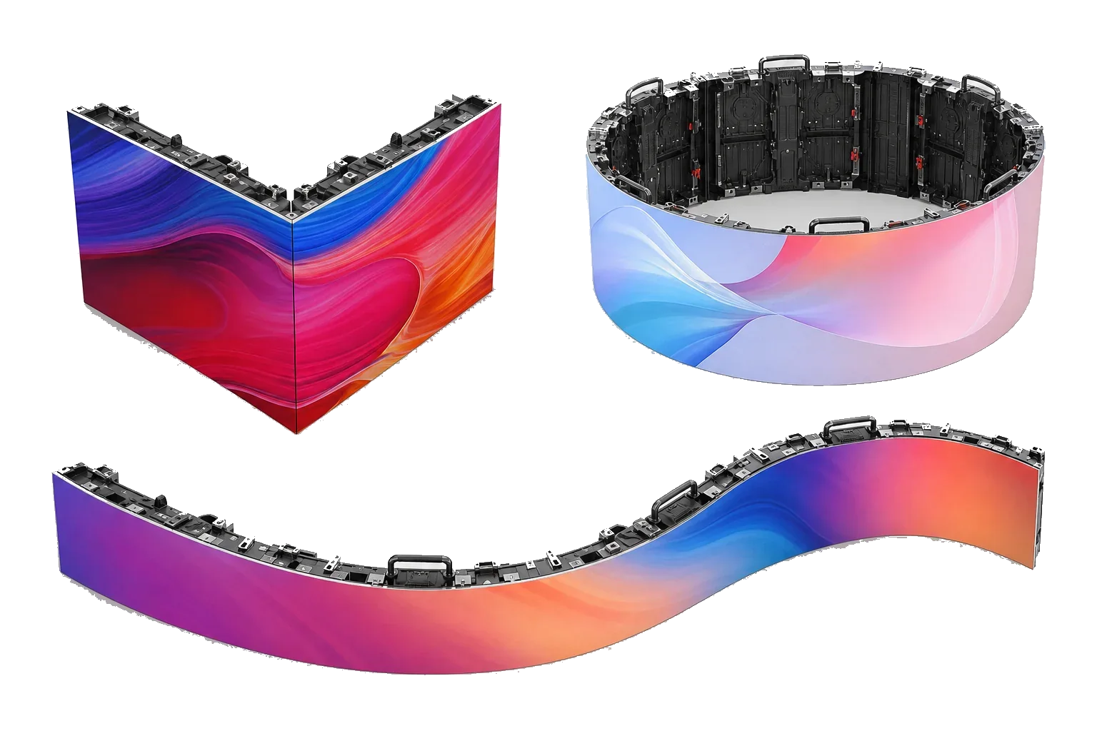 LED-modules in gebogen en vrij combineerbare opstellingen
