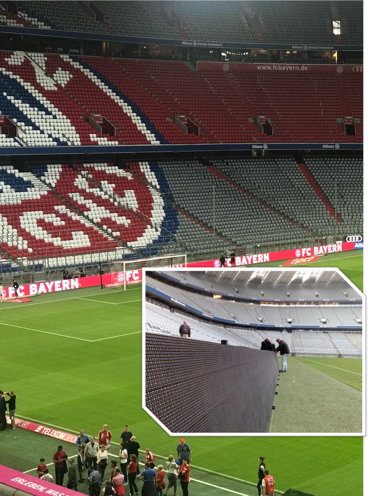 LED-scherm langs het voetbalveld in het stadion
